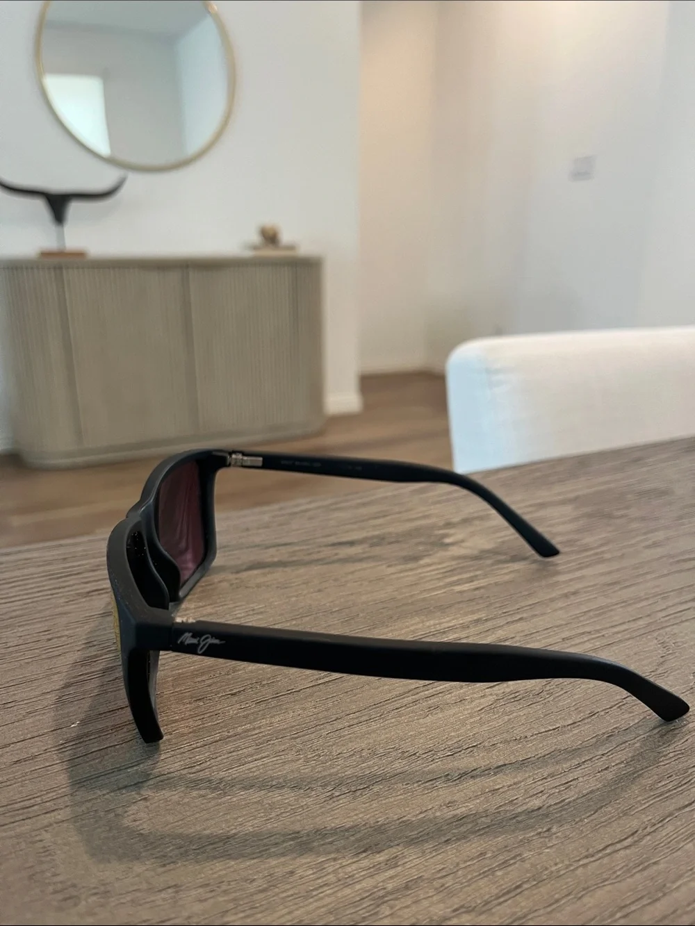 Maui Jim Men’s Polarized Sunglasses - Black Frame with Orange-Red Lenses